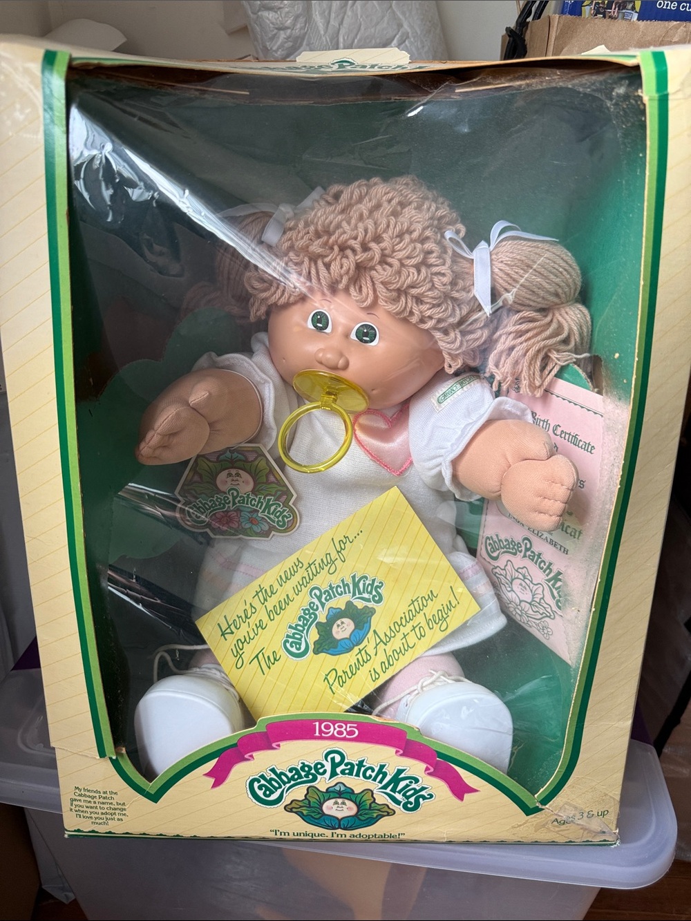 Cabbage patch kids Blonde Yarn-Hair Baby Doll with Pacifier